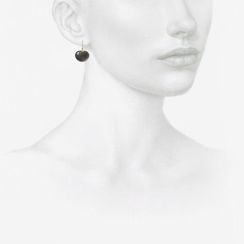 TED MUEHLING 14K & BLACK MOTHER-OF-PEARL LILY PADS