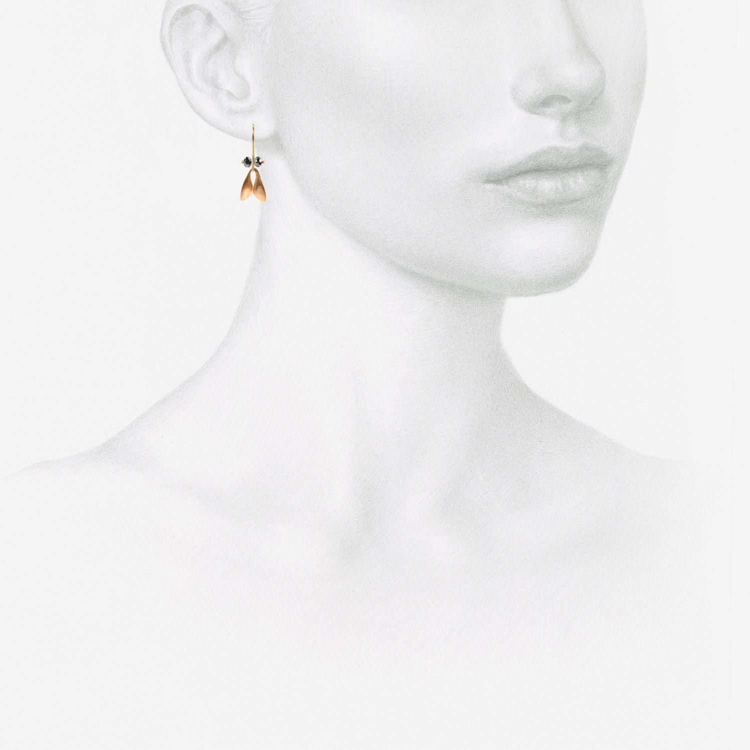 TED MUEHLING 18K PINK GOLD FLY WINGS WITH BLACK DIAMONDS