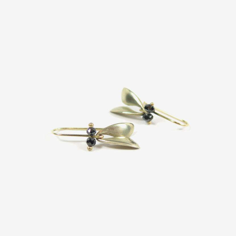 TED MUEHLING 18K WHITE GOLD FLY WINGS WITH BLACK DIAMONDS