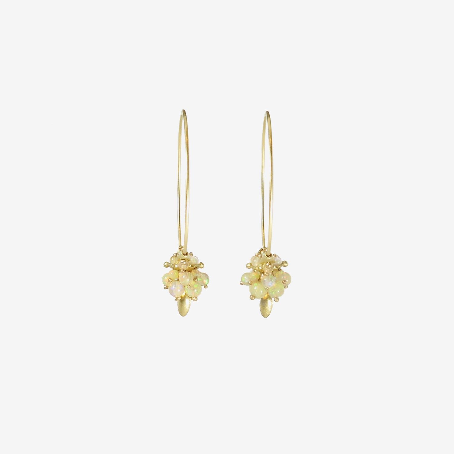 TED MUEHLING 18K & ETHIOPIAN OPAL SMALL HOOP CLUSTERS