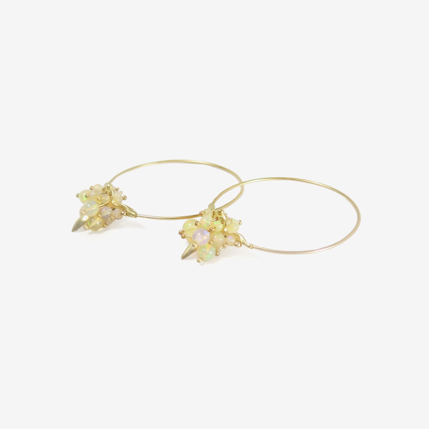 TED MUEHLING 18K & ETHIOPIAN OPAL SMALL HOOP CLUSTERS