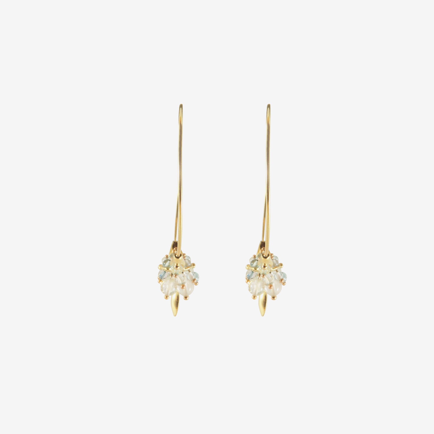 TED MUEHLING 18K & AQUAMARINE SMALL HOOP CLUSTERS