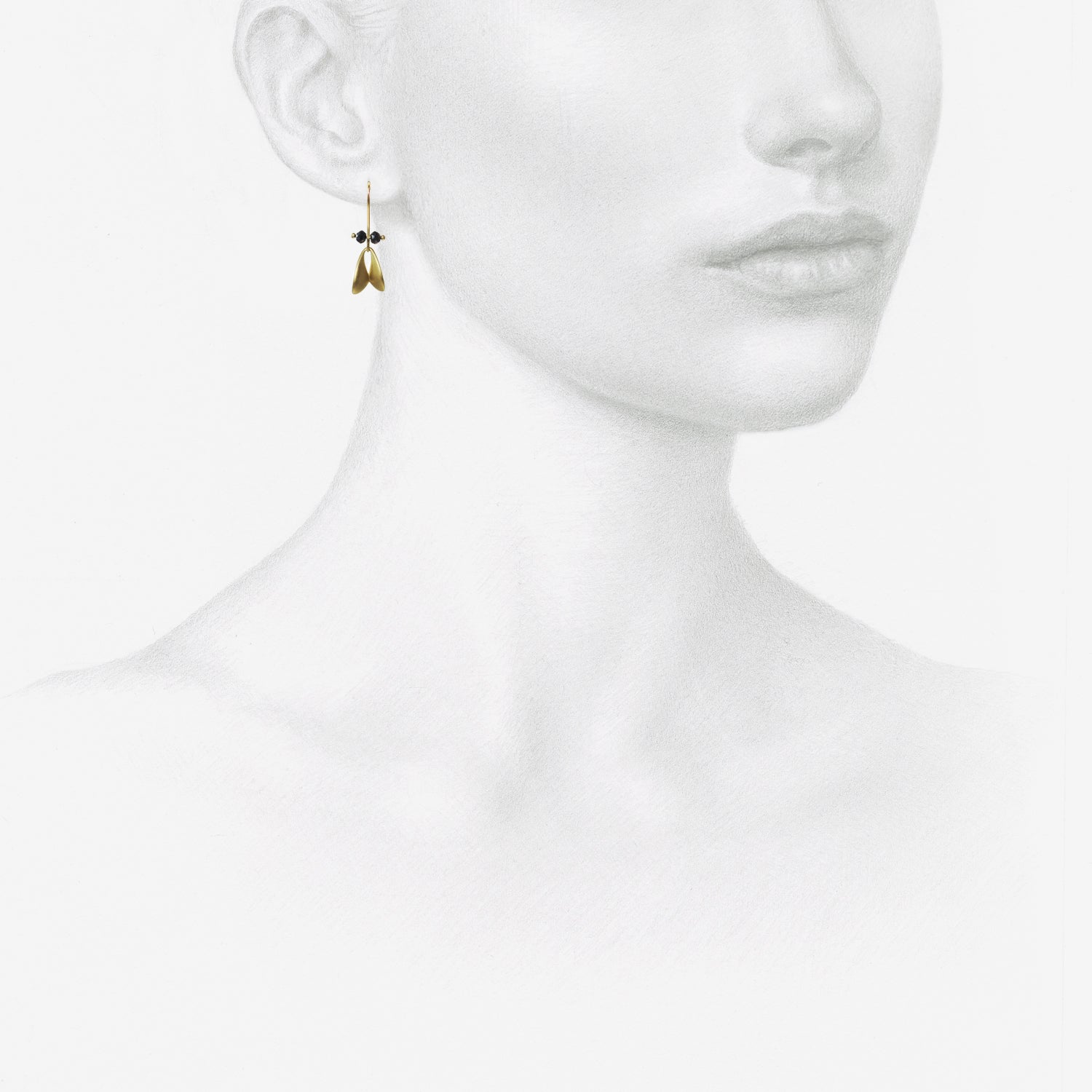 TED MUEHLING 18K YELLOW GOLD FLY WINGS WITH BLACK DIAMONDS