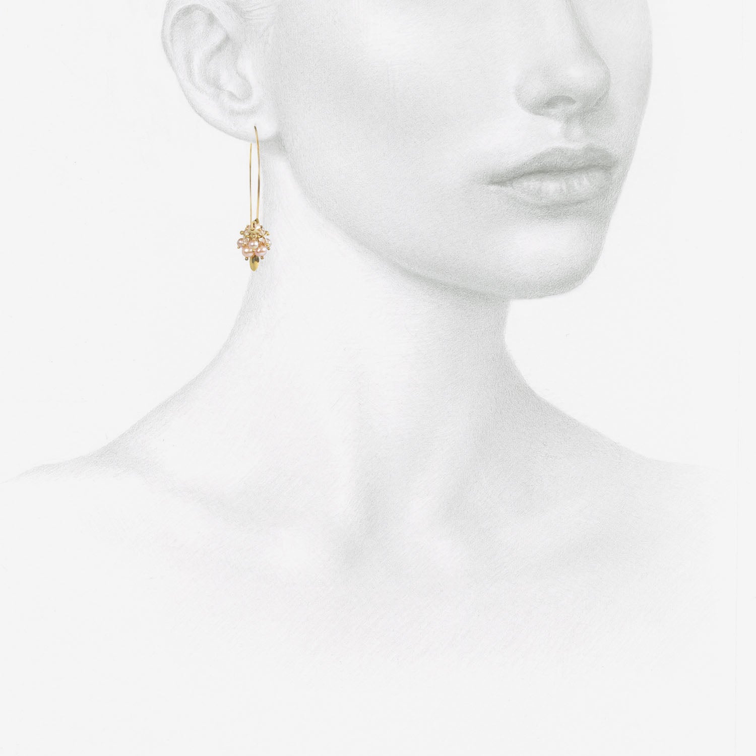 TED MUEHLING 14K PINK PEARL SMALL HOOP CLUSTERS