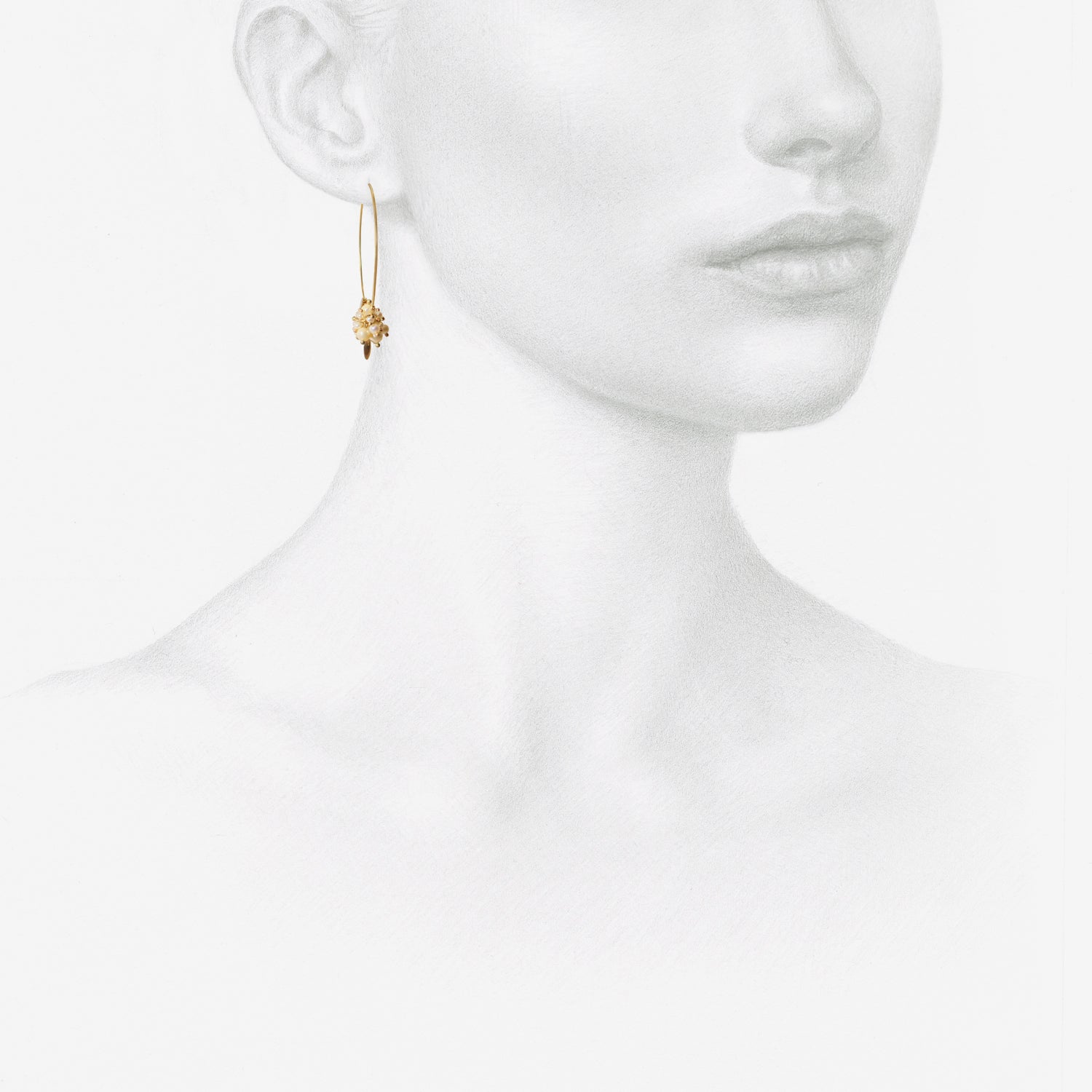 TED MUEHLING 14K WHITE PEARL SMALL HOOP CLUSTERS