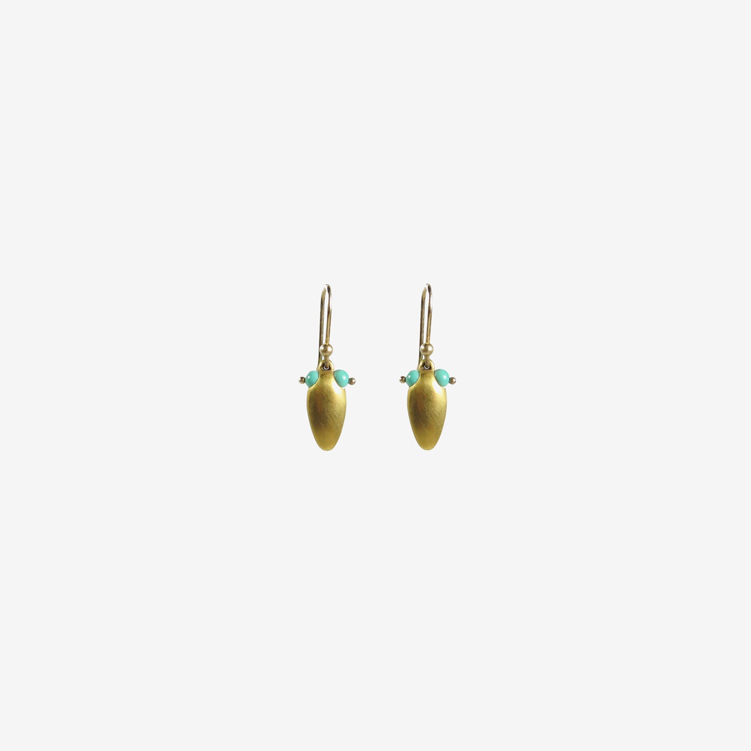 TED MUEHLING 22K & TURQUOISE EYE BUG EARRINGS