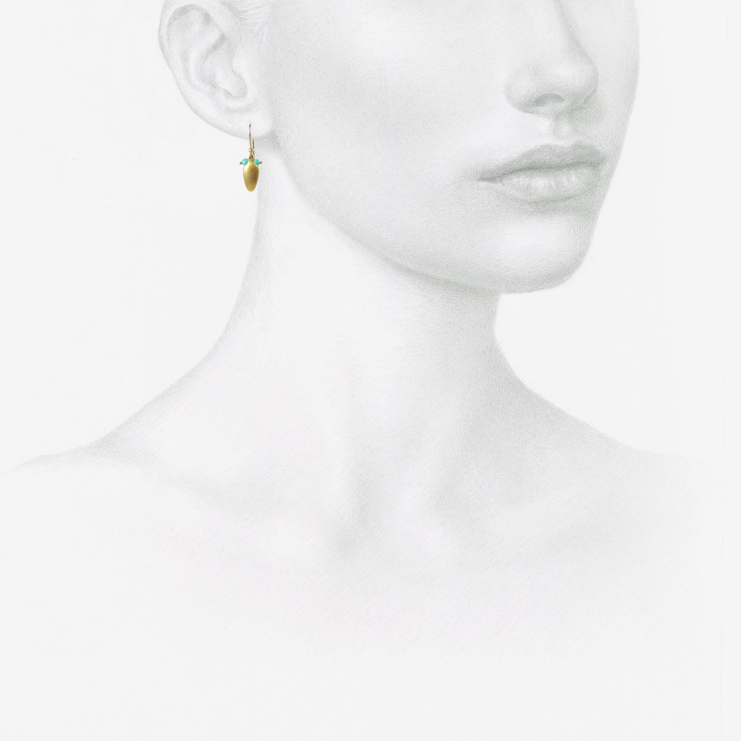 TED MUEHLING 22K & TURQUOISE EYE BUG EARRINGS