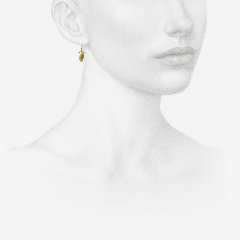 TED MUEHLING 22K & TURQUOISE EYE BUG EARRINGS