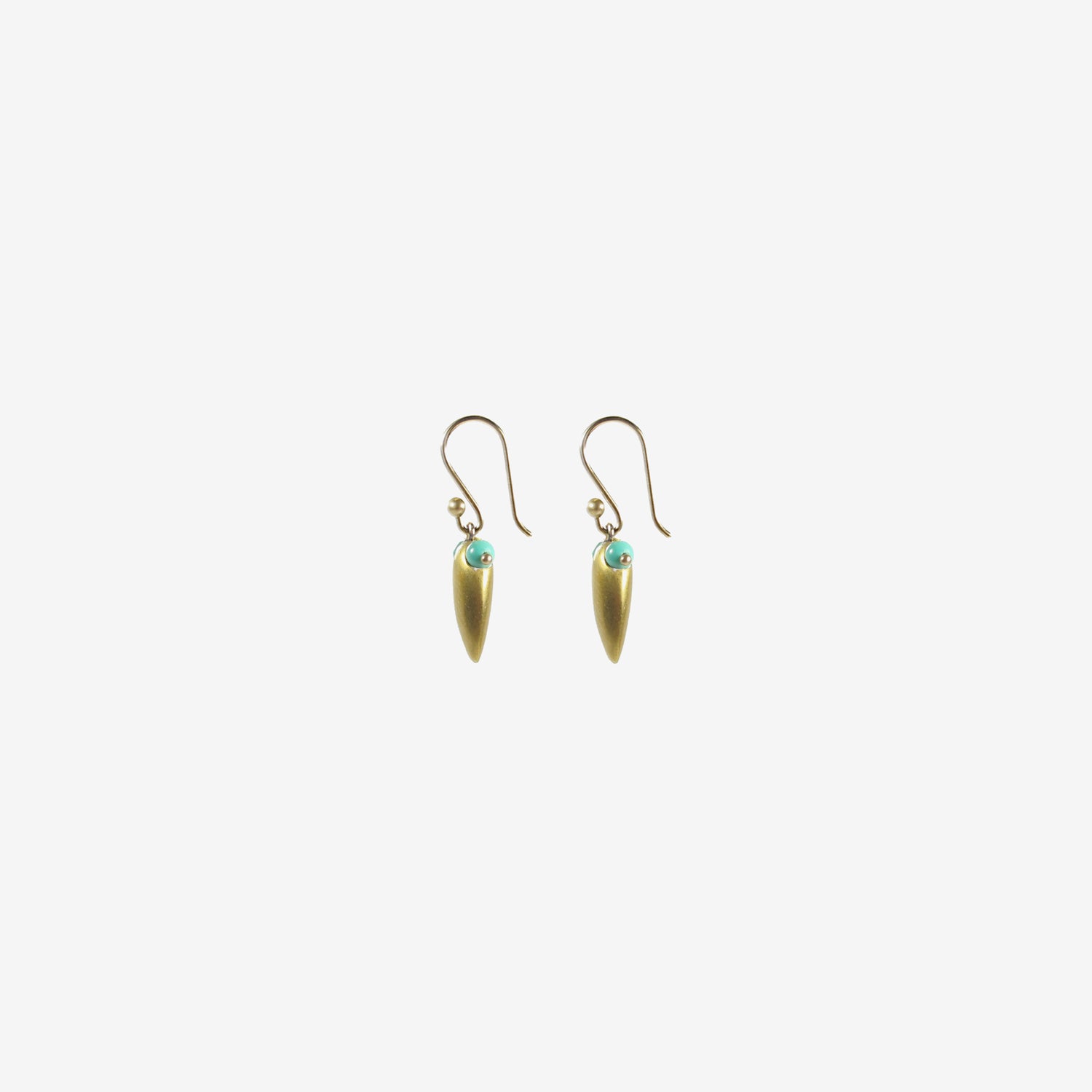 TED MUEHLING 22K & TURQUOISE EYE BUG EARRINGS