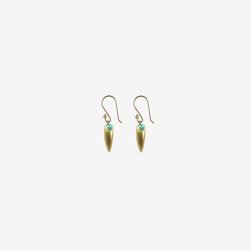 TED MUEHLING 22K & TURQUOISE EYE BUG EARRINGS