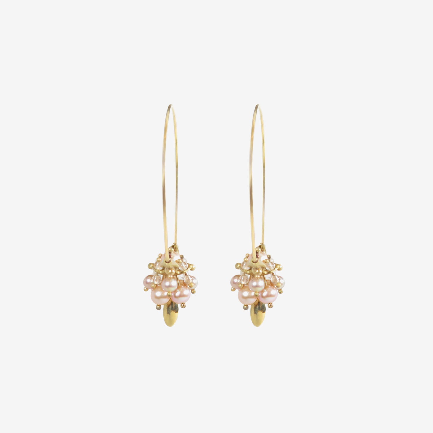 TED MUEHLING 14K PINK PEARL SMALL HOOP CLUSTERS