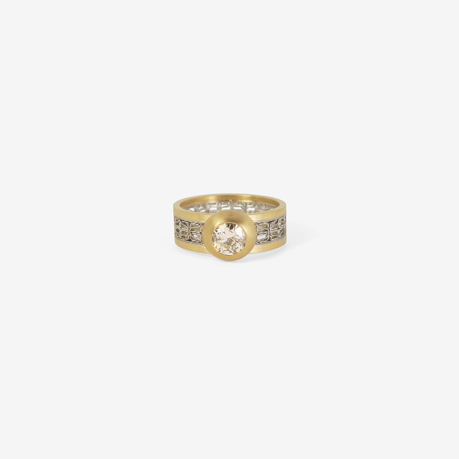 NIKOLLE RADI 18K & PLATINUM TUNE BAND WITH OLD EUROPEAN CUT DIAMOND, .59CT