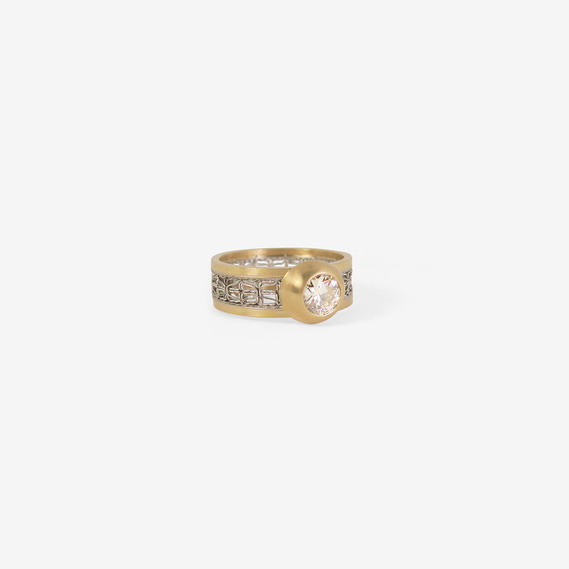 NIKOLLE RADI 18K & PLATINUM TUNE BAND WITH OLD EUROPEAN CUT DIAMOND, .59CT