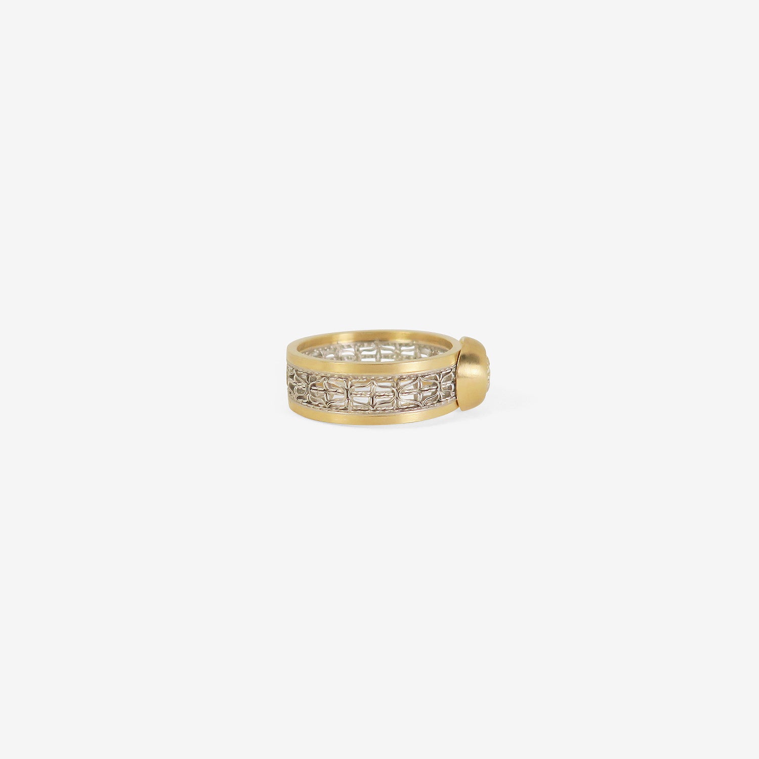 NIKOLLE RADI 18K & PLATINUM TUNE BAND WITH OLD EUROPEAN CUT DIAMOND, .59CT