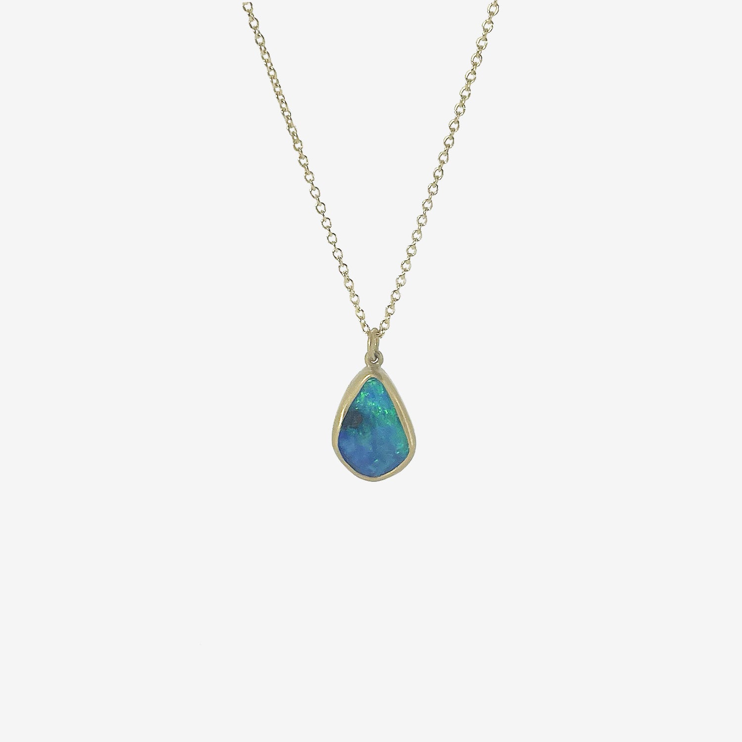LOLA BROOKS 22K & BRILLIANT BLUE GREEN BOULDER OPAL PENDANT