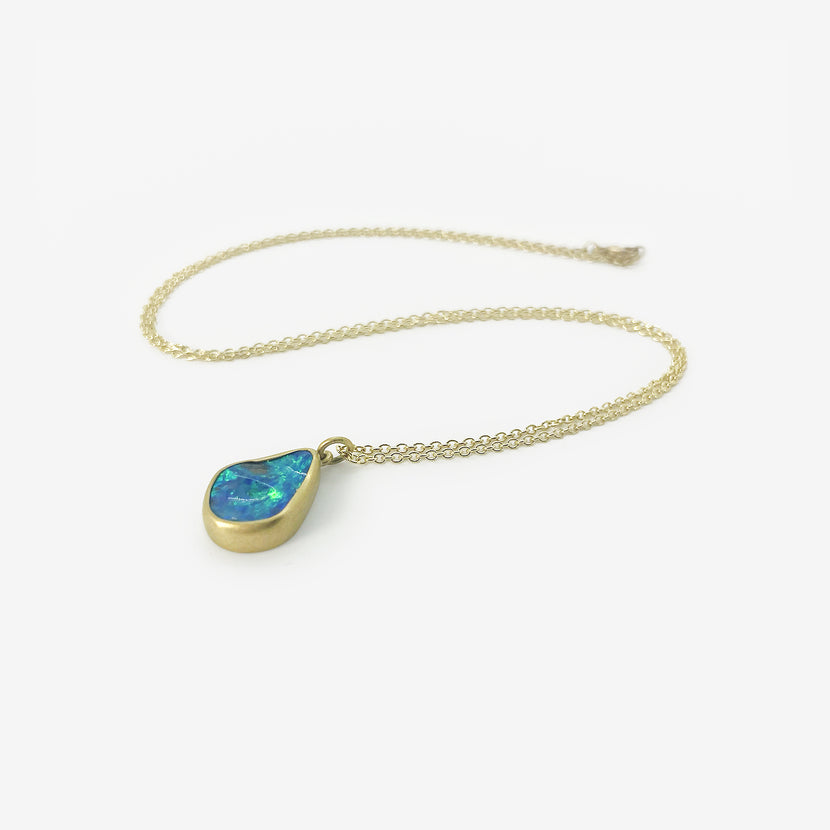 LOLA BROOKS 22K & BRILLIANT BLUE GREEN BOULDER OPAL PENDANT