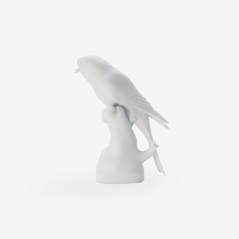 NYMPHENBURG WHITE BISQUE PORCELAIN SHRIKE