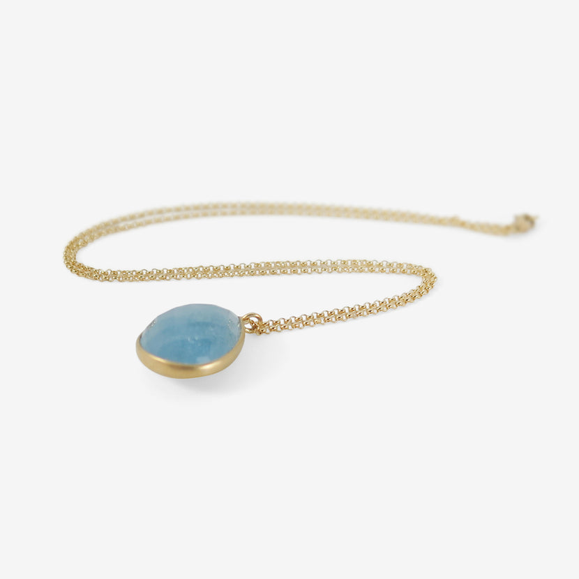 LOLA BROOKS 18K & FACETED PEAR-SHAPED AQUAMARINE PENDANT, 14.97CT
