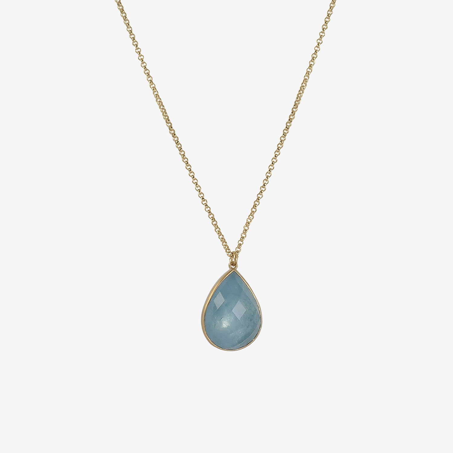 LOLA BROOKS 18K & FACETED PEAR-SHAPED AQUAMARINE PENDANT, 14.97CT