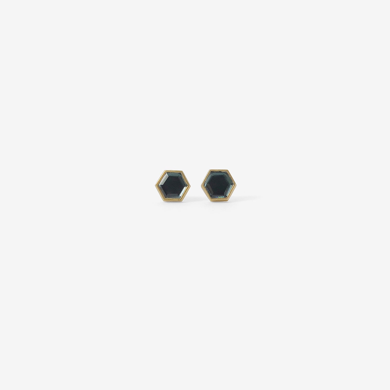 LOLA BROOKS 18K & HEXAGONAL TEAL SPINEL STUDS, 1.02CT