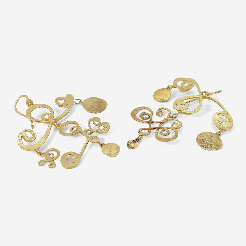 JUDY GEIB 18K CALLIGRAPHIC EARRINGS
