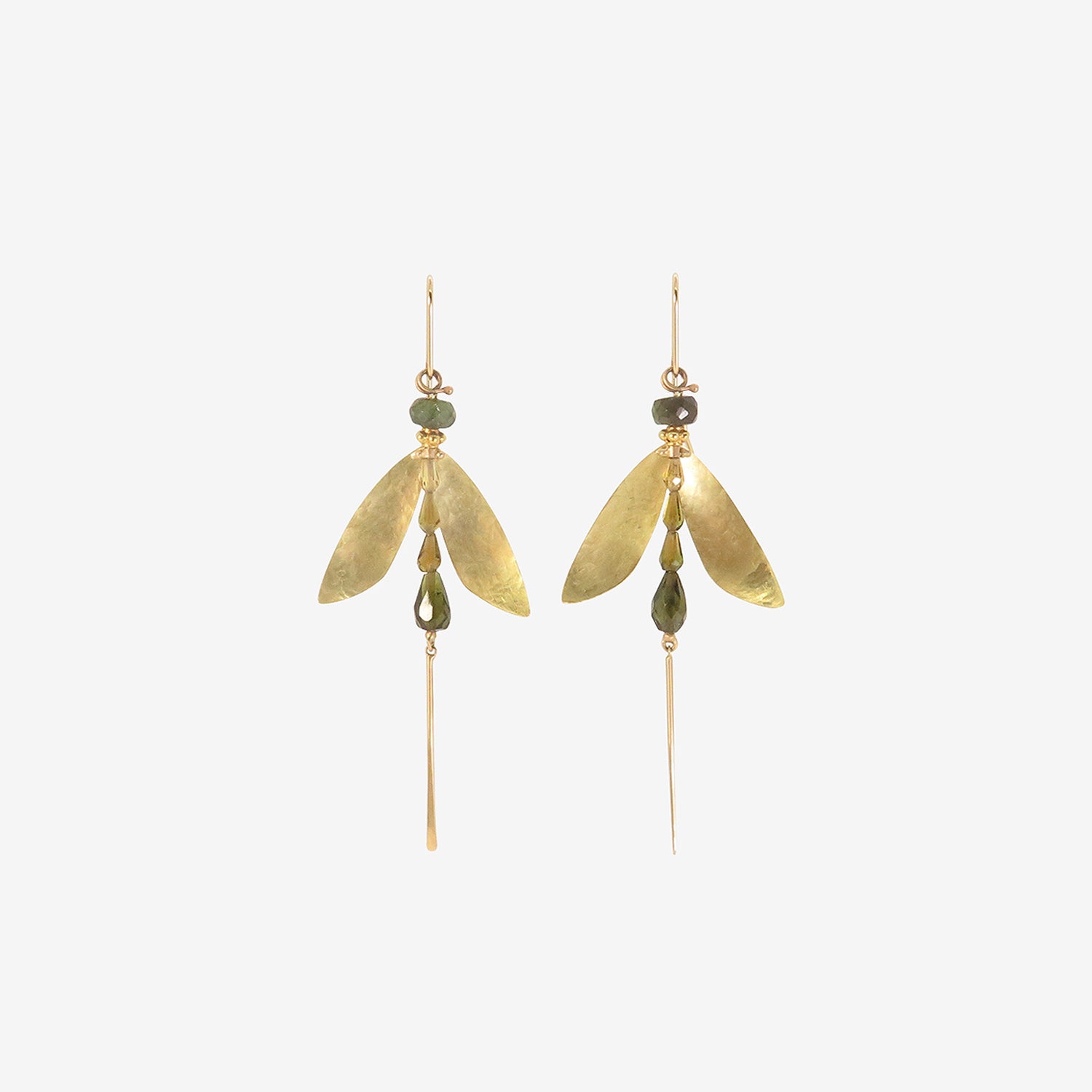 GABRIELLA KISS 18K & TOURMALINE SMALL DAMSELFLY EARRINGS WITH TAILS
