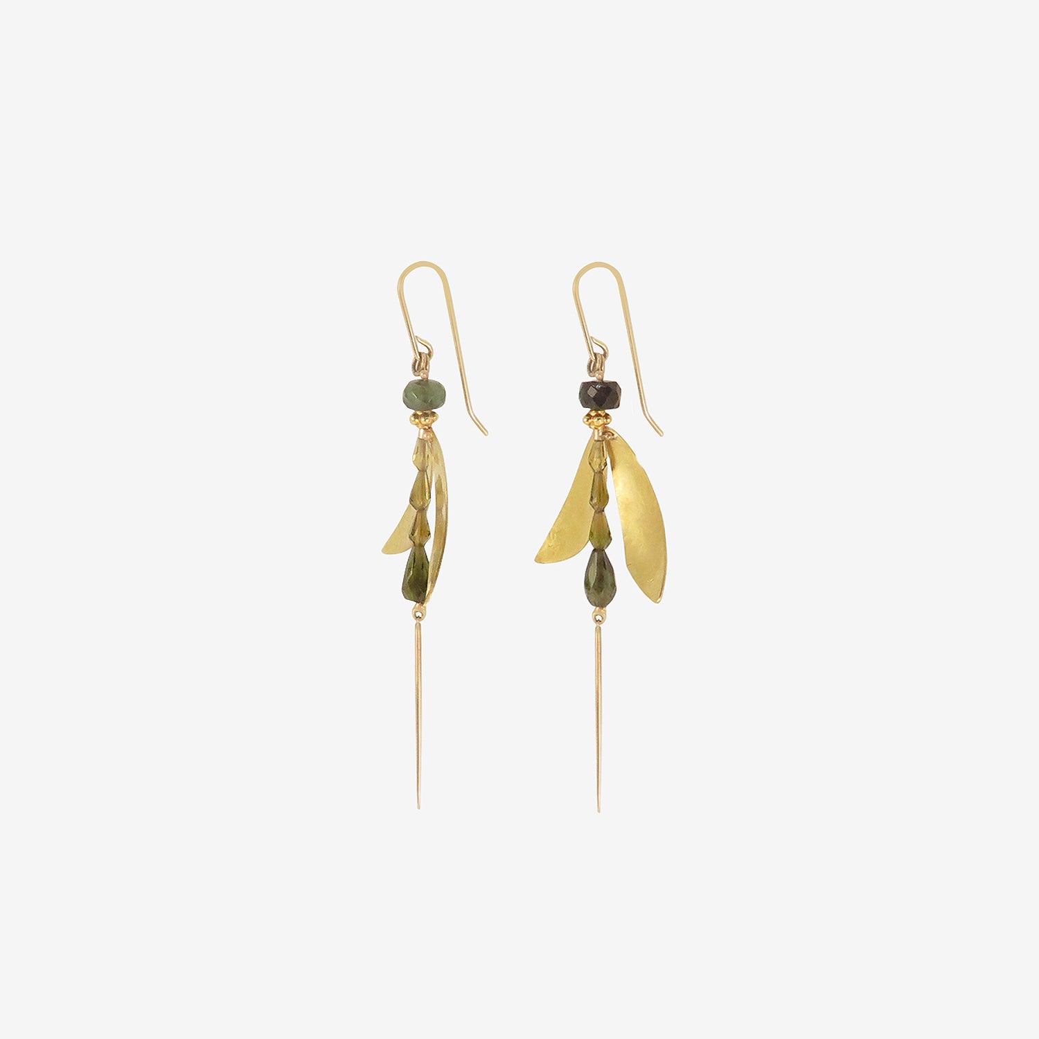 GABRIELLA KISS 18K & TOURMALINE SMALL DAMSELFLY EARRINGS WITH TAILS