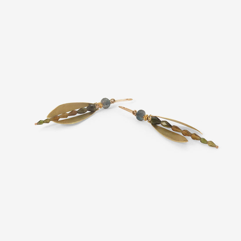 GABRIELLA KISS 18K & TOURMALINE LARGE DAMSELFLY EARRINGS WITH DANGLING WINGS