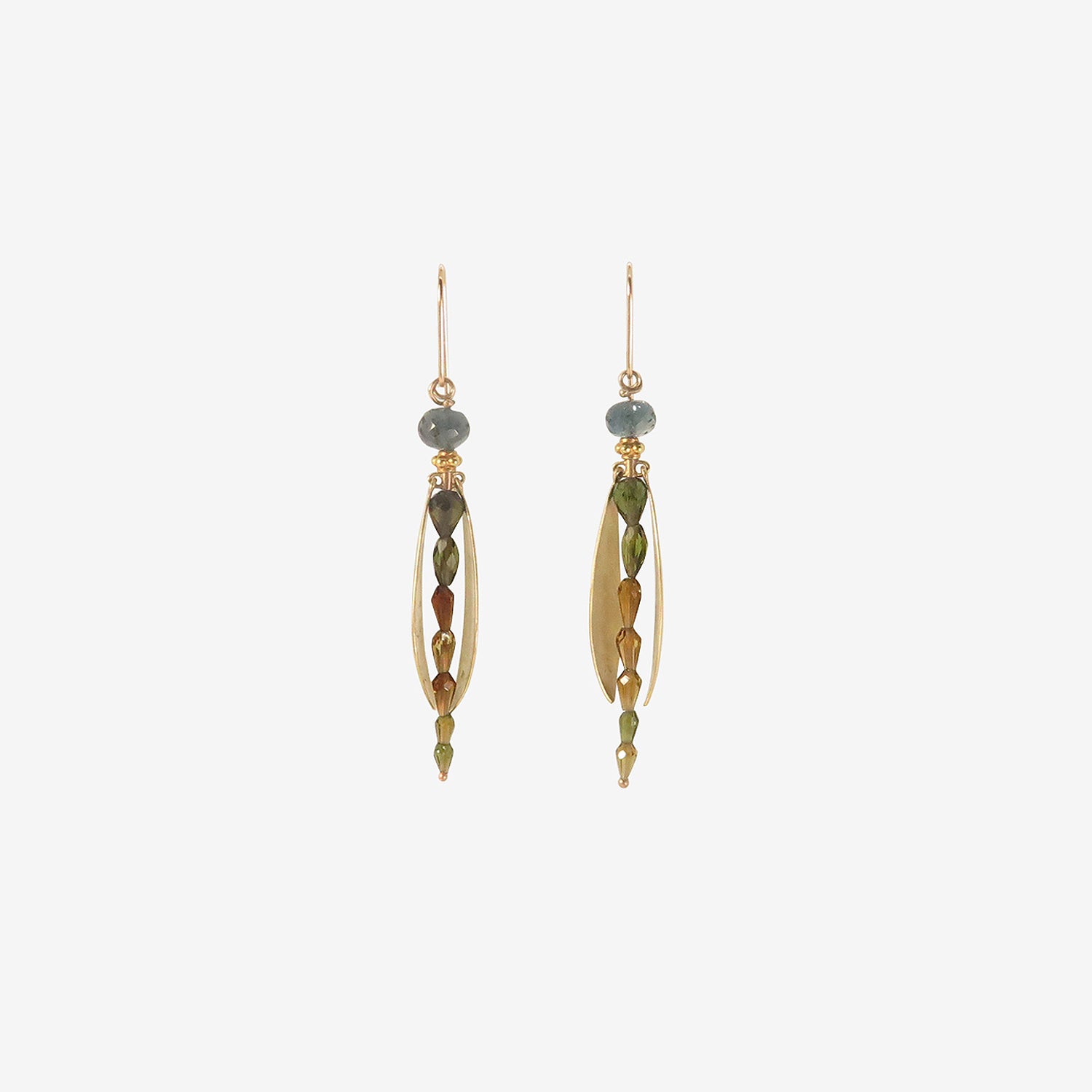 GABRIELLA KISS 18K & TOURMALINE LARGE DAMSELFLY EARRINGS WITH DANGLING WINGS
