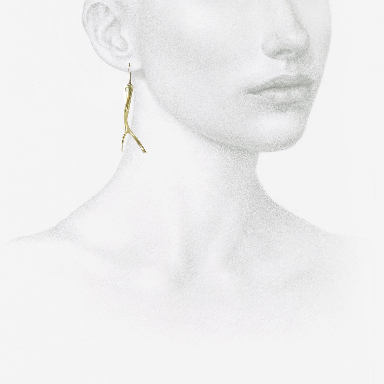 GABRIELLA KISS 18K SMALL ANTLER EARRINGS WITH SAPPHIRE BRIOLETTE