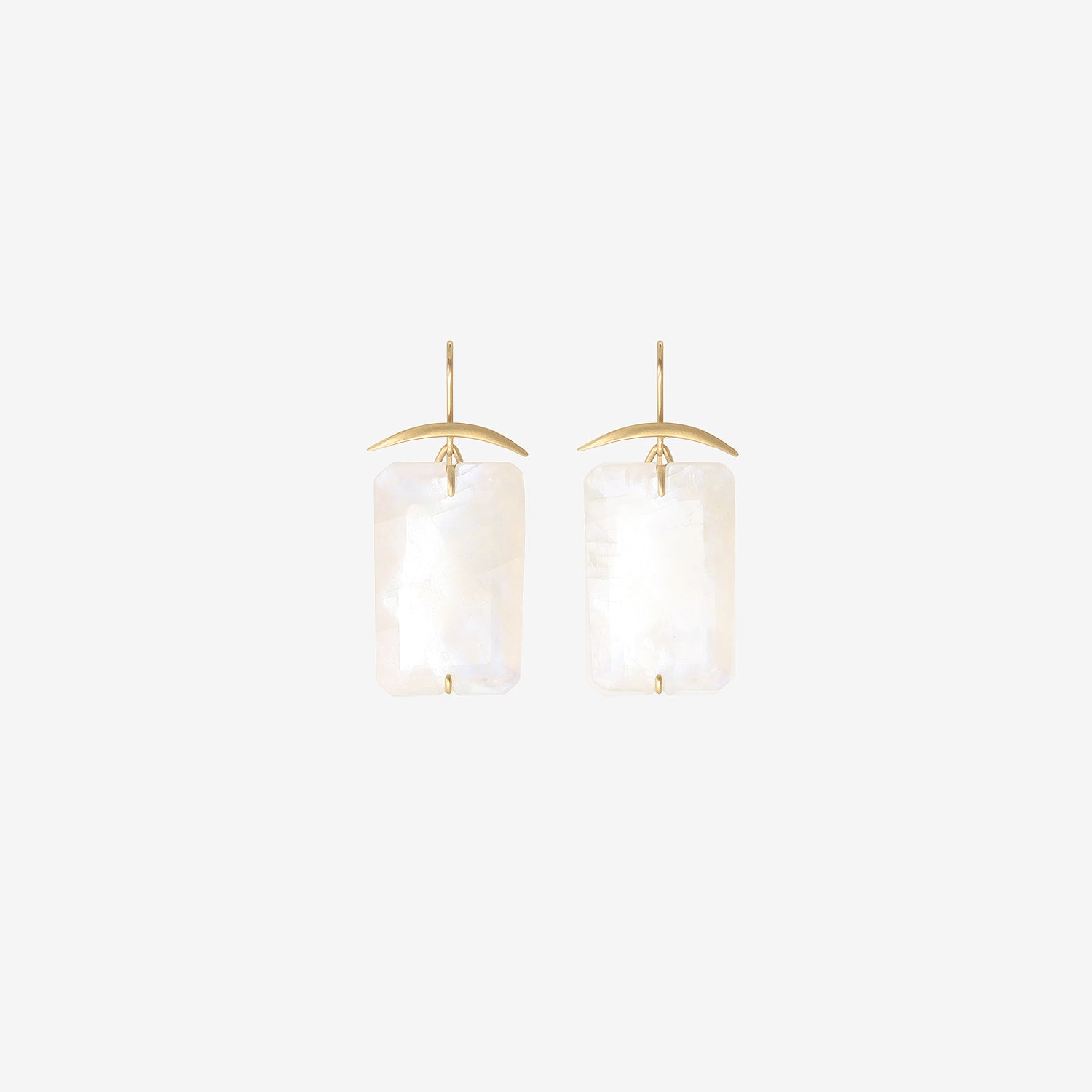 GABRIELLA KISS 18K & GIANT RECTANGULAR MOONSTONE EARRINGS