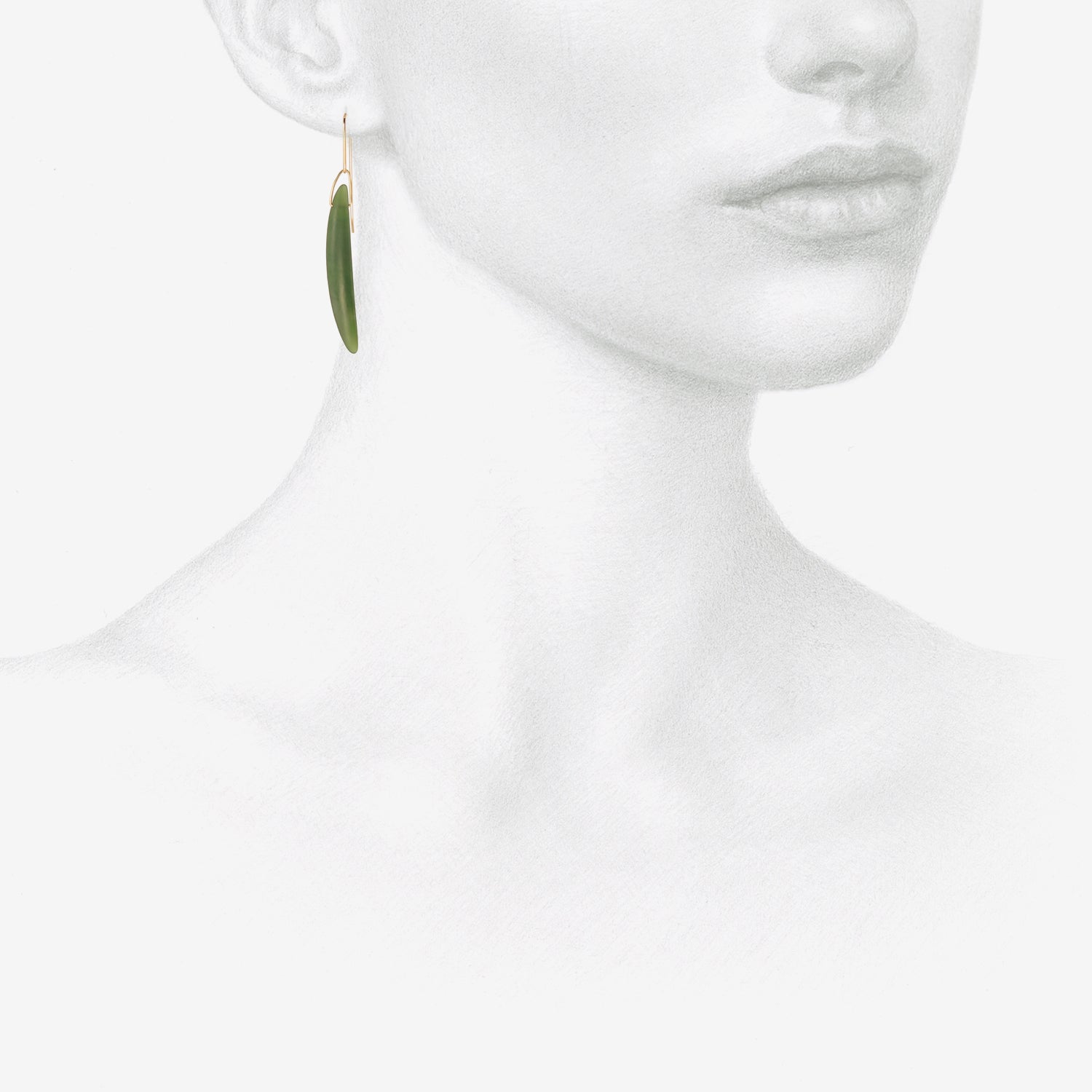 GABRIELLA KISS 14K & NEPHRITE JADE BEAN EARRINGS