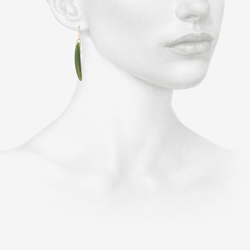 GABRIELLA KISS 14K & NEPHRITE JADE BEAN EARRINGS