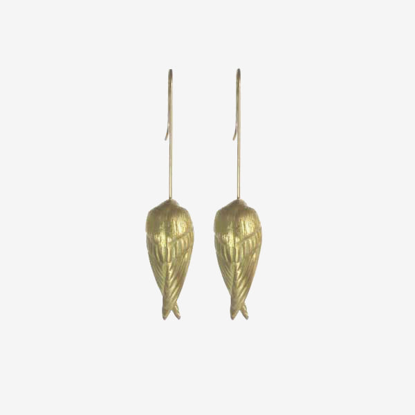 GABRIELLA KISS 18K SLEEPING BIRD EARRINGS WITH WHITE PEARLS