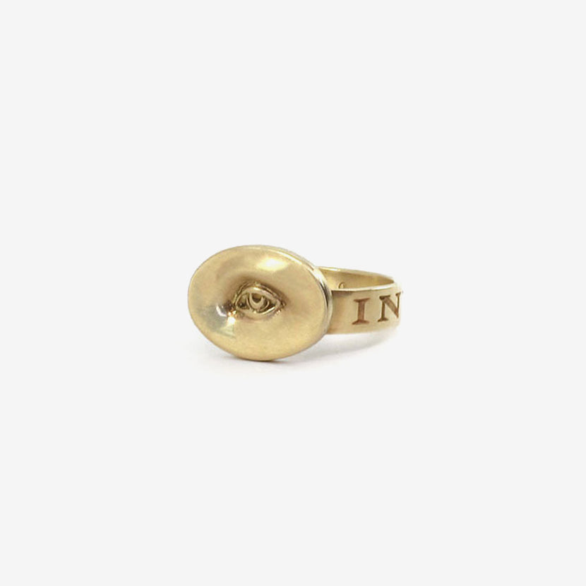 GABRIELLA KISS 10K LOVE TOKEN RING SMALL EYE – ‘INVIGILARE’ – TO WATCH OVER, SIZE 7