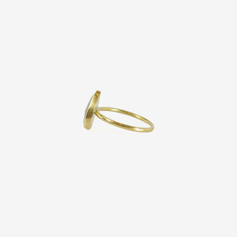 GABRIELLA KISS 18K & LARGE ROSE CUT PEAR SHAPE YELLOW DIAMOND RING, 3CT