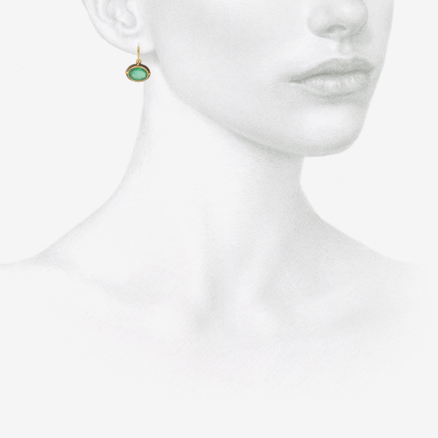 JUDY GEIB 18K & SILVER BEZEL SET OVAL COLOMBIAN EMERALD EARRINGS, 5.05CTS,  WITH 24K DETAILS