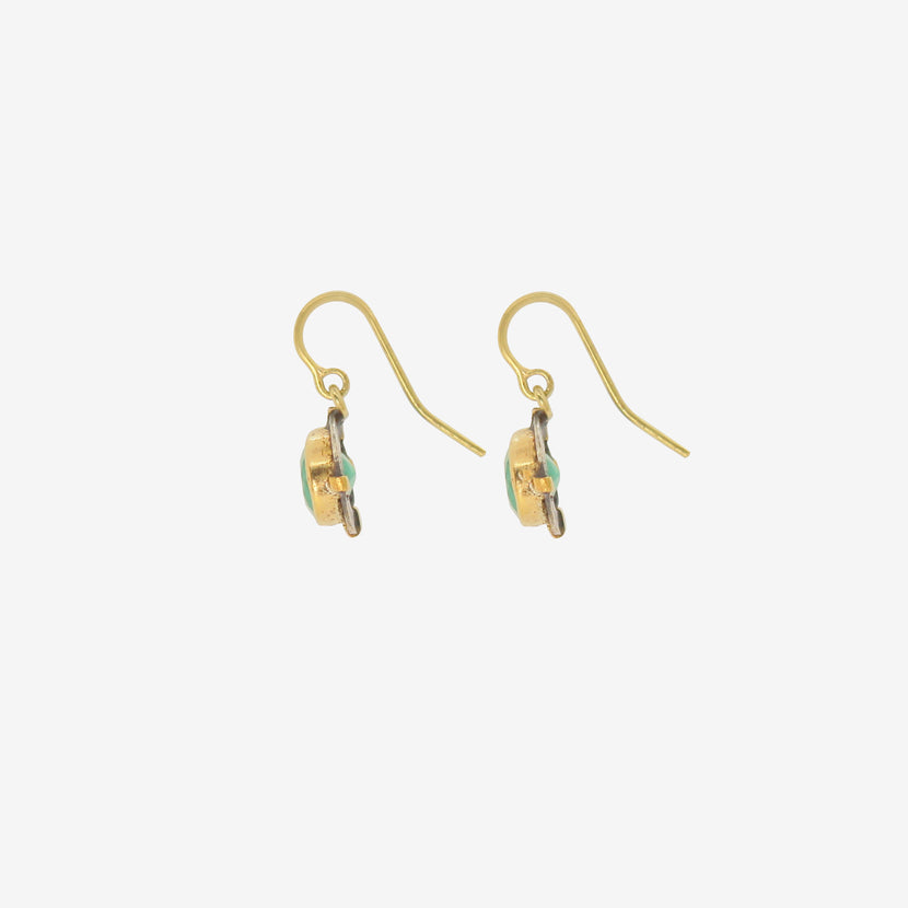 JUDY GEIB 18K & SILVER BEZEL SET OVAL COLOMBIAN EMERALD EARRINGS, 5.05CTS,  WITH 24K DETAILS