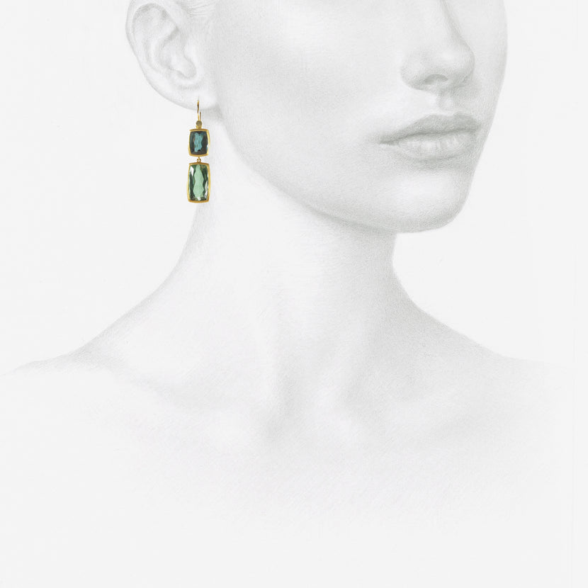 LOLA BROOKS 22K & GREEN TOURMALINE FLIP FLOP EARRINGS, 18.49CT