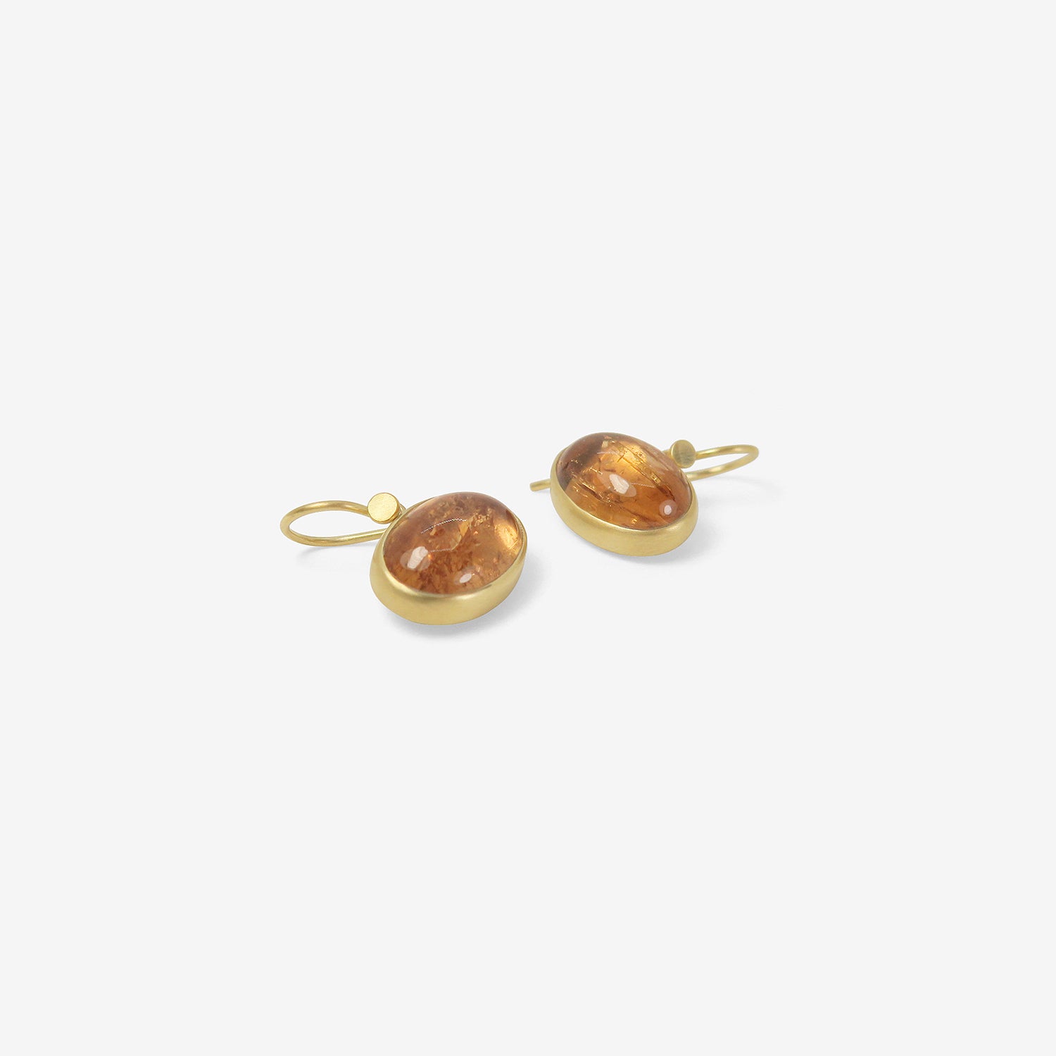 LOLA BROOKS 18K & HORIZONTAL OVAL IMPERIAL TOPAZ DROP EARRINGS, 17.76CT