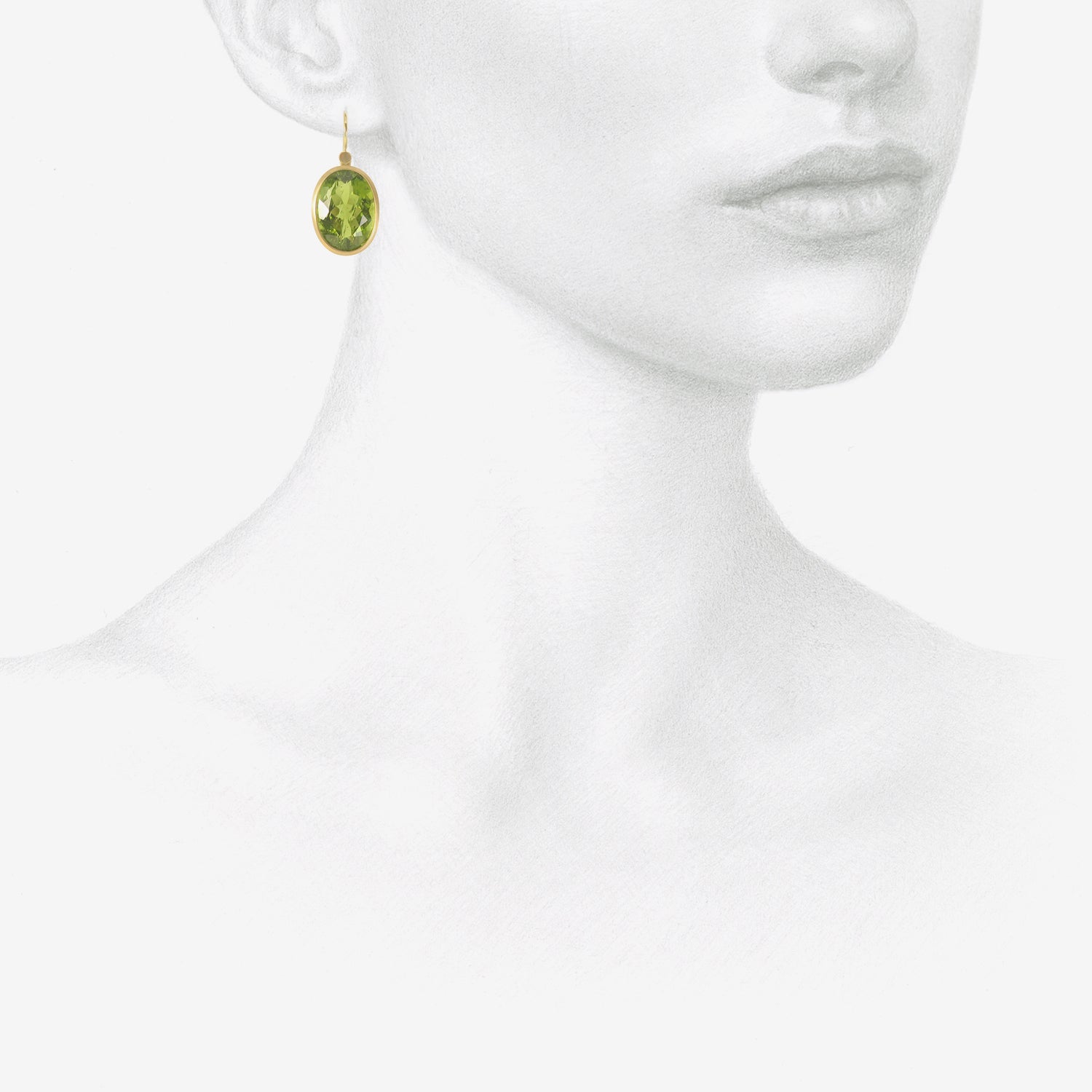LOLA BROOKS 18K & LARGE OVAL PERIDOT DROP EARRINGS, 25.25CT
