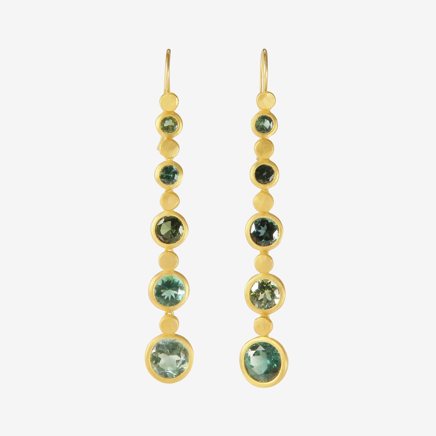 LOLA BROOKS 22K & GREEN/BLUE TOURMALINE BUBBLE DROPS, 9.50CT