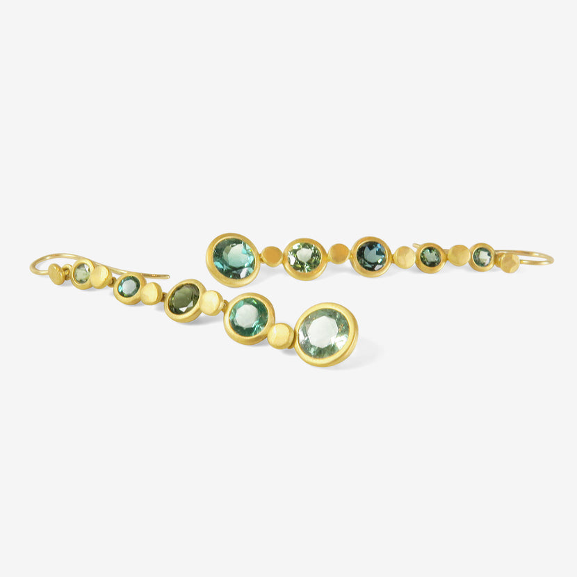 LOLA BROOKS 22K & GREEN/BLUE TOURMALINE BUBBLE DROPS, 9.50CT
