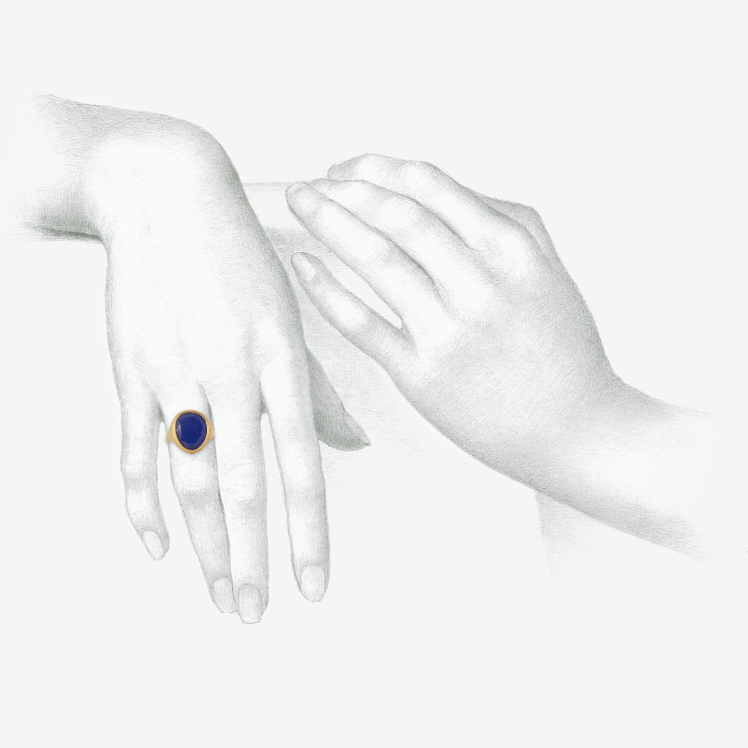 LOLA BROOKS 18K & LAPIS SIGNET RING, 5.76CT