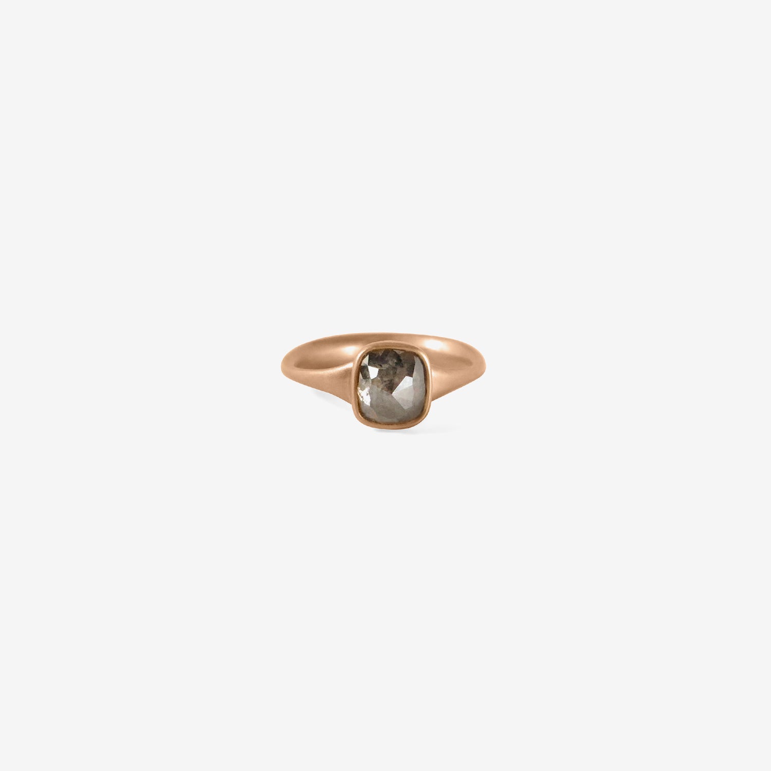 LOLA BROOKS 18K ROSE GOLD & CUSHION SHAPED CARBON DIAMOND RING, 1.25CT