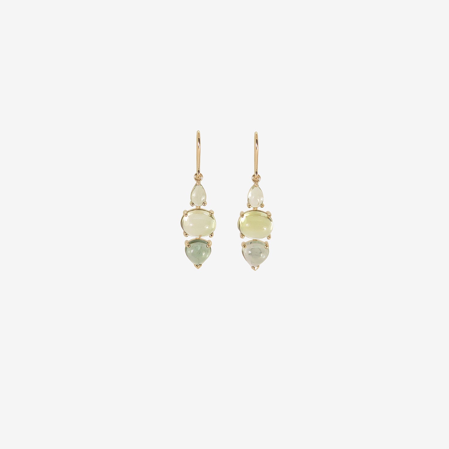 NICOLE LANDAW 14K TRIPLE DROP EARRINGS WITH BLUE & GREEN TOURMALINE