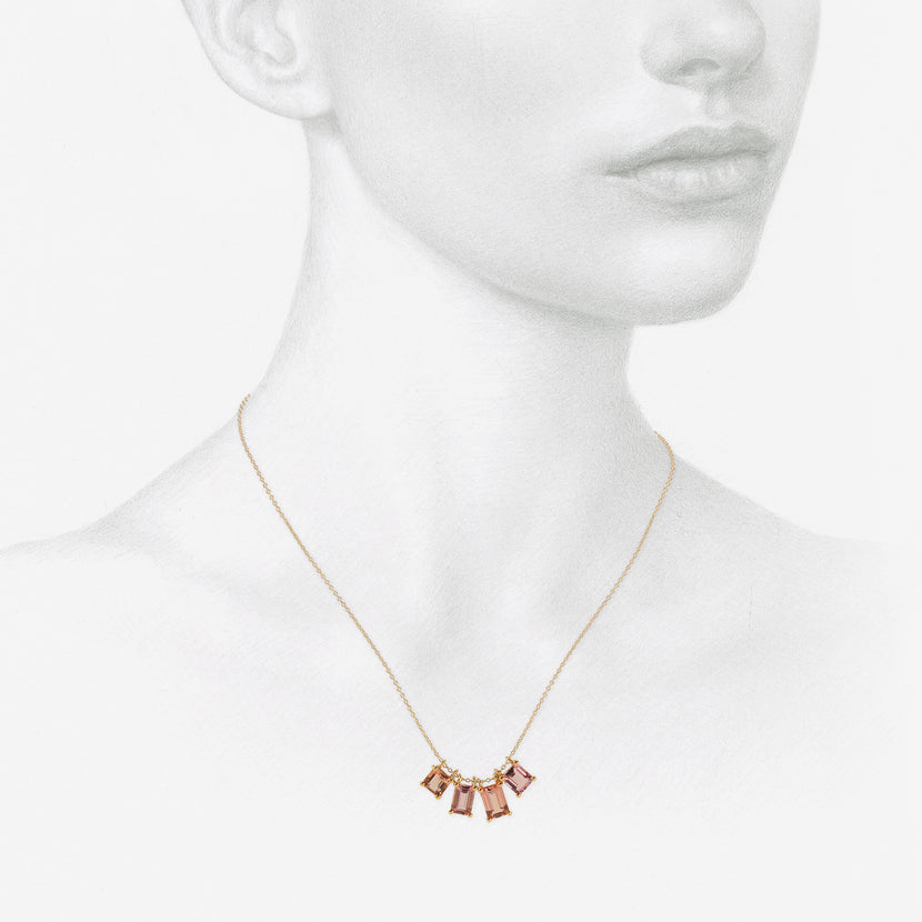 NICOLE LANDAW 14K & CONTRASTING IMPERIAL TOPAZ FOUR ELEMENT STORY NECKLACE