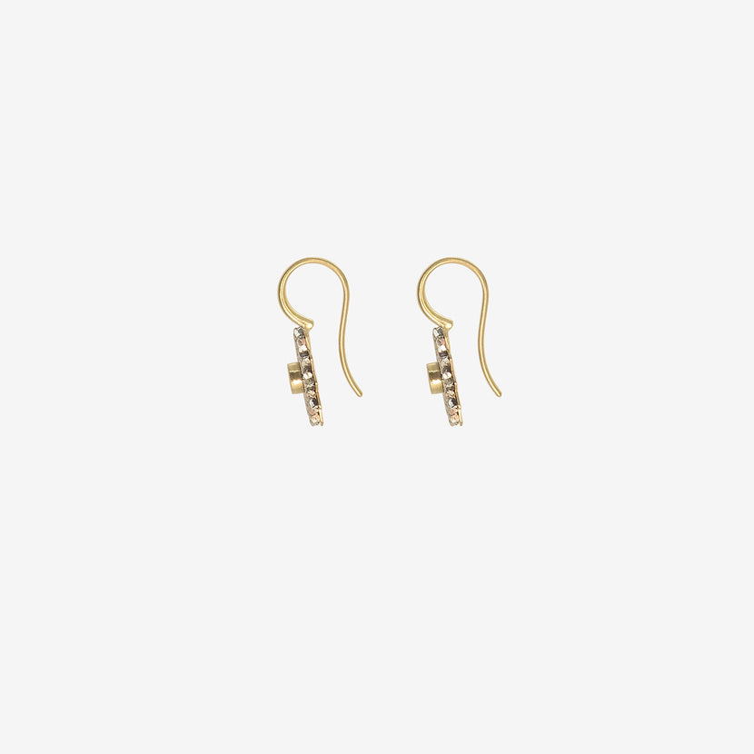 NIKOLLE RADI 18K & PLATINUM FLOWER EARRINGS WITH CHAMPAGNE DIAMONDS