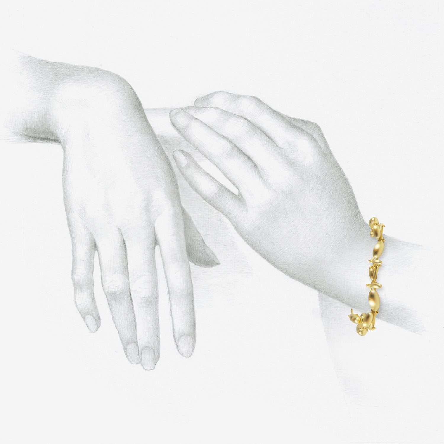 TED MUEHLING 18K GREEN GOLD PLATED OLIVE BRANCH BRACELET