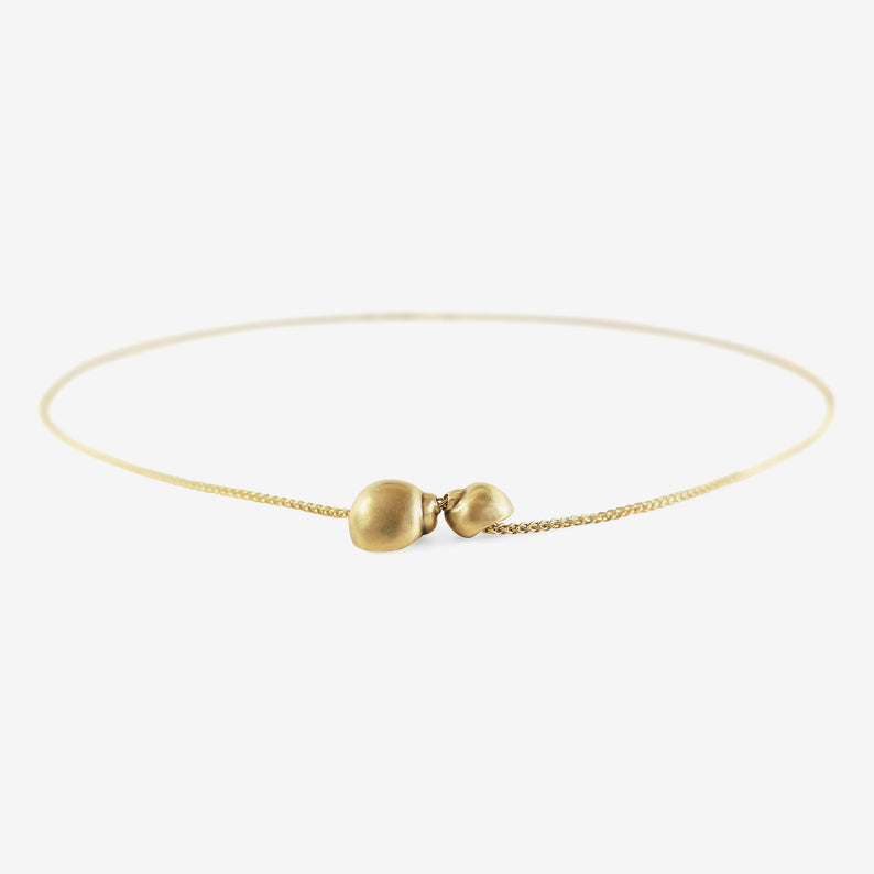 TED MUEHLING 14K TWO-SNAIL SHELL NECKLACE, 17"